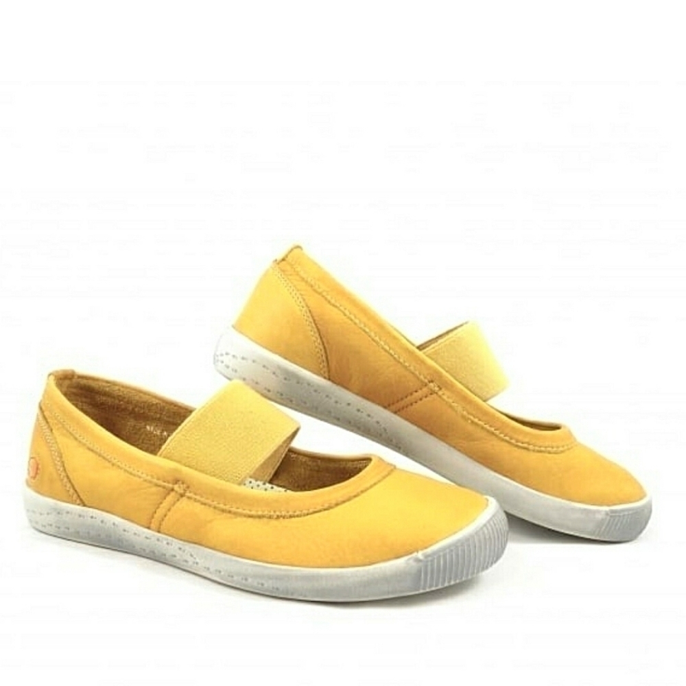 Softinos by FLY London Yellow Ion Washed Leather Mary Jane - NIB